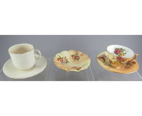 A group of early twentieth century Royal Worcester blush ivory wares, c. 1910-30. To include: a cup and saucer and a tri-foot