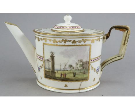 A late eighteenth, early nineteenth century Continental, possibly French oval-shape small-size teapot, c. 1790-1810. It is ha