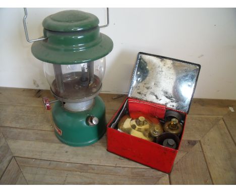 Tin cased "The King" No121 Svea camping stove and an enamel tilley lamp (2)