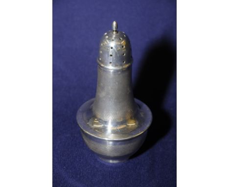 Silver hallmarked sugar sifter with engine turned decoration (marks rubbed) 
