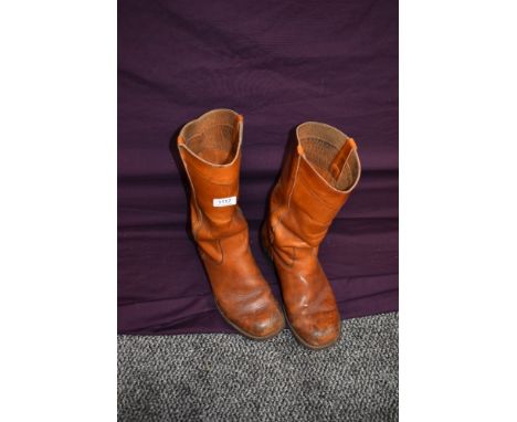 A pair of vintage Gents Chelsea boots having stack heel and rubber sole.
approx 10.5" across sole.