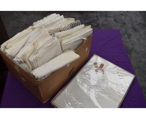A vast quantity of vintage and antique pillow cases, some having pretty scalloped edges, others with embroidery, also include