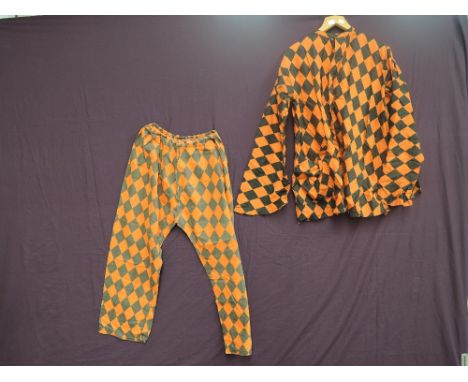 A vintage cotton fancy dress jesters costume.