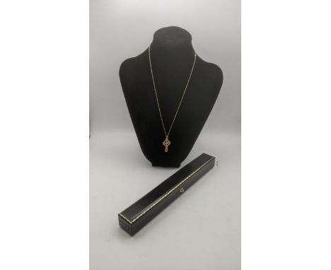 A 9ct gold Celtic cross pendant on a 9ct gold necklace, total weight 3.3gLocation:If there is no condition report shown, plea
