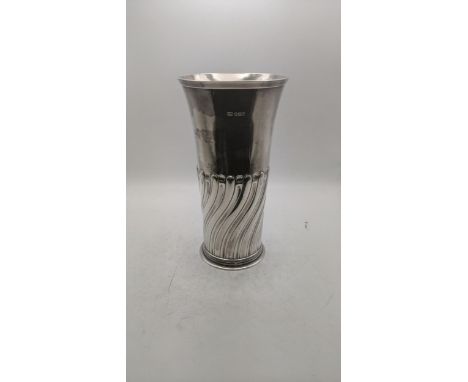 An Atkins Brothers silver tumbler vase with wrythen decoration to the lower half hallmarked Sheffield 1894, 425.3g, 21cm h Lo