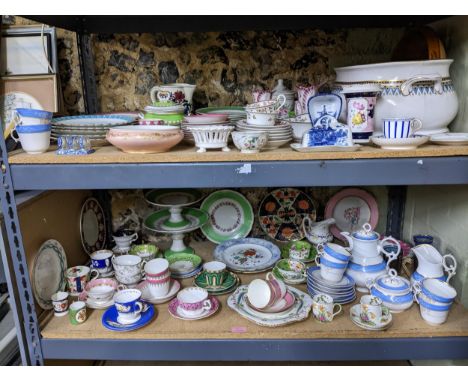 A mixed lot of Victorian and later ceramics to include a Copeland  Spode Italian pattern toast rack, Victorian footbath, vari