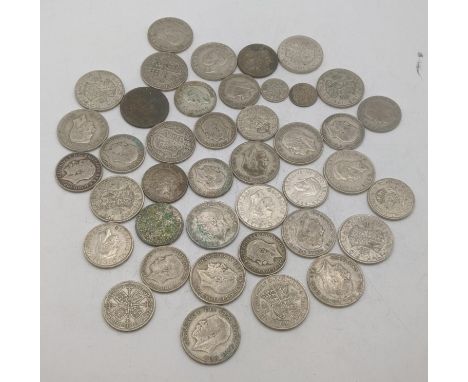 A collection of 1920's/1946 British silver coinage to include half crowns and others, total weight 500.6gLocation:If there is
