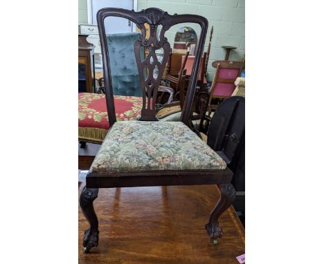 Child's chairs to include a Chippendale style chair with tapestry upholstered drop-in seat on knee carved cabriole legs and b