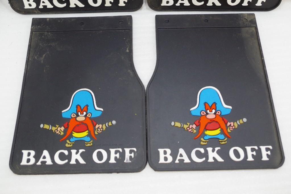 [4] NOS Vintage Warner Bros Yosemite Sam Mud Flaps, 14" x 10" and 18" x 12"