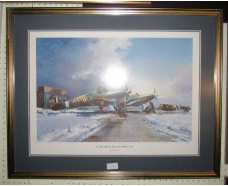 A framed and glazed signed limited edition print titled '257 Squadron, RAF Coltishall 1941' by Frank Wootton OBE. Size - 73x5