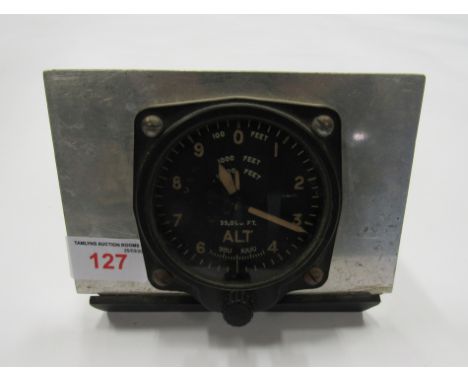 WWII RAF Altimeter MK XIV 6A/685 sensitive to 35000 ft and marked 4431/44 together with arrow on the reverse. Mounted on a ha
