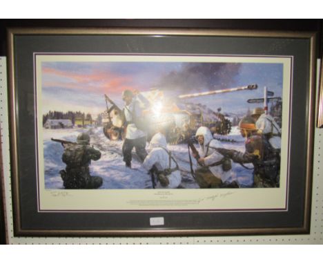 A framed and glazed signed limited edition print by Simon Smith, 143/245, 'Act of Valour'. Size - 62x54cm approx.