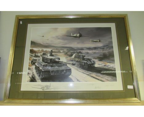 A framed glazed signed print by Nicholas Trudgian 'The Cold Front'. Size - 92x71cm approx.