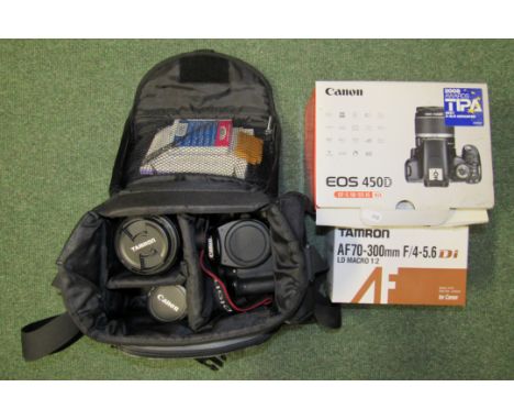 A EOS 450D Canon Digital camera with lenses in original boxes and carrying case