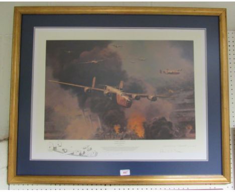 A framed and glazed limited print 4/25 - 'To Hell and Back' by Anthony Saunders, various signatures. Size - 70x88cm approx. 