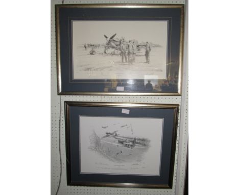 A pair of pencil prints - One titled 'Eagles Squadron' by Robert Taylor together with another framed pencil print by Gil Cohe