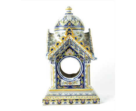 French faience mantle clock casement H36.5cm W20cm D20cm 