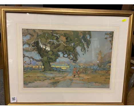 Arthur Henry Knighton-Hammond (British 1875-1970) watercolour 'The Old Oak Tree, Shropshire', signed lower right, details ver