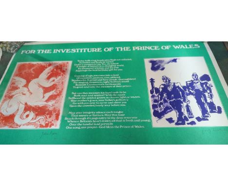 The Investiture of the Prince of Wales limited edition lithograph poster 2/150 signed in ink by the poet laureate C.Day-Lewis