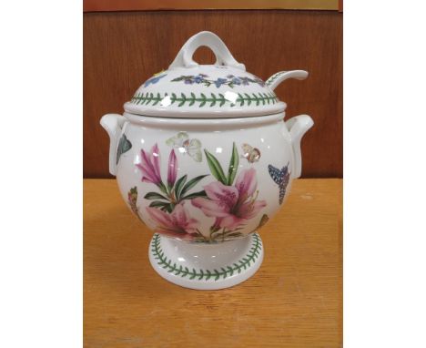 A LARGE PORTMEIRION THE BOTANIC GARDEN LIDDED TUREEN AND LADLE 