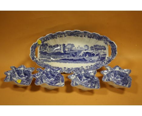 AN ANTIQUE BLUE AND WHITE COPELAND SPODE PICKLE SET