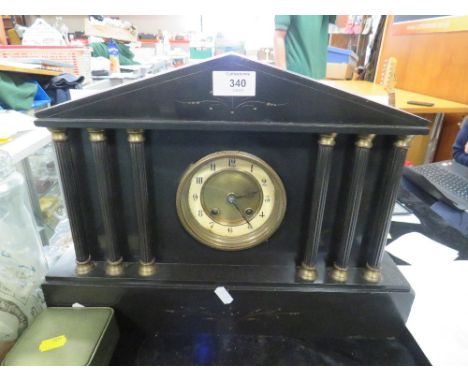 A VINTAGE SLATE MANTLE CLOCK
