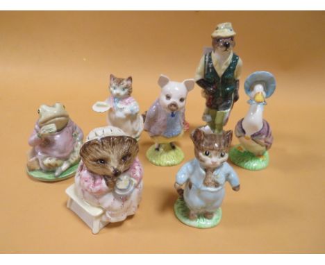 SEVEN CERAMIC FIGURES TO INCLUDE BESWICK FISHERMAN OTTER, BEATRIX OTTER, ROYAL ALBERT ETC