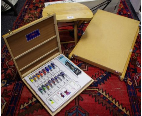 Cotman Watercolour set;  a Daylight Magnifying Lamp;  a table top easel;  etc (4)