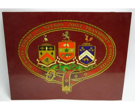 An enamel transport plaque Burnley Colne and Nelson joint transport Committee