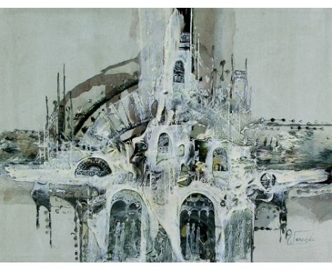 Jan Wenczka (b.1946) - 'Architectural Study'Acrylic on canvas, signed, approx 70x90cm, framed.
