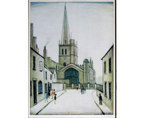 Laurence Stephen Lowry RA (British, 1887-1976) - 'Burford Church', Pencil signed limited edition colour print, numbered to mo