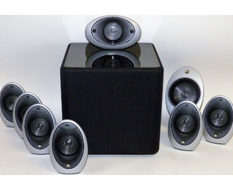 A KEF K1 Speaker SystemComprises of Eight KEF egg Speakers and the KUBE-1 Subwoofer. Sold Electrically Untested.