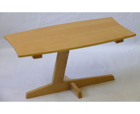 Gordon Warr (20th Century) light oak coffee tableOf shaped rectangular form, raised on an aeroplane style support, height 40c