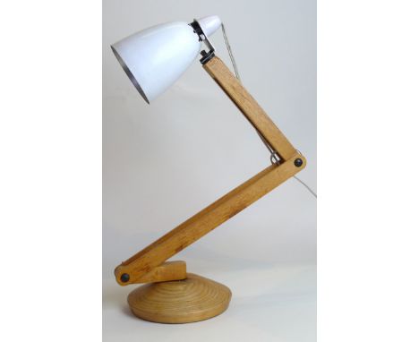 Gordon Warr (20th Century) light oak table lampCirca 1980, having white aluminium shade, raised on adjustable support.NB: Thi