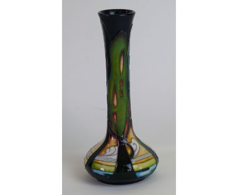 A modern Moorcroft pottery vase of squat bulbous form with cylindrical neckDecorated in the 'New Dawn' pattern designed by Em