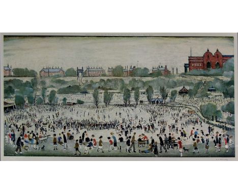 Lawrence Stephen Lowry RA (British, 1887-1976)- 'Peel Park'Pencil signed colour print from an edition of 850, bears Guild sta