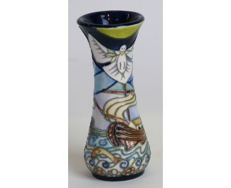 A modern Moorcroft pottery vase of waisted cylindrical formDecorated in the 'Winds of Change' pattern, designed by Rachel Bis