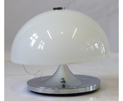 A contemporary Durlston Designs table lampWith white domed plastic shade, raised on chrome foot, height 32cm. CONDITION REPOR