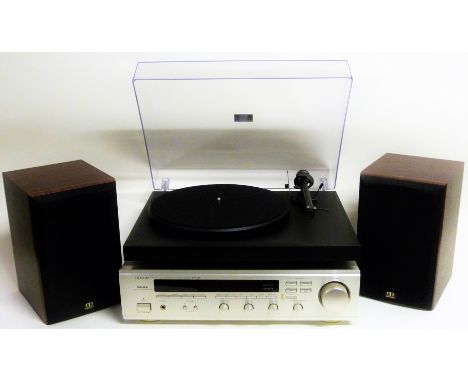 Stereo SystemComprising a Project Debut III Turntable, a Denon DRA-455 Amplifier and a Pair of Monitor Bookshelf Speakers Ser