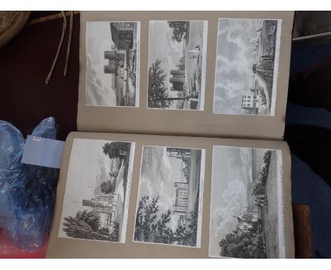 ALBUM OF ARCHITECTURAL PRINTS Finely presented collection of a Victorian antiquary, 18th and 19th century prints, with two ea