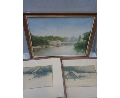 M. H. REYNOLDS:'RIVER DEE', OIL ON CANVAS and two prints by Joanna Brass