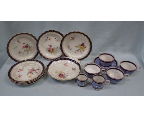 A COLLECTION OF ROYAL WORCESTER DESSERT DISHES with gilt and floral decoration, and a small quantity of Royal Worcester teawa