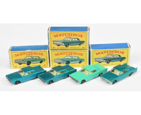 Matchbox Regular Wheels 31c Lincoln Continental group (1) lighter&nbsp; metallic blue body, bare metal base with tow guide, i
