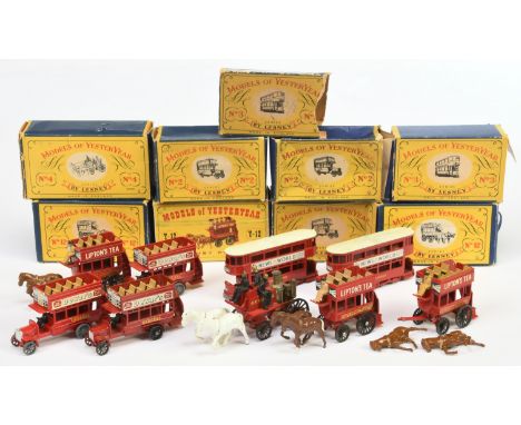 Matchbox Models of Yesteryear, a mixed boxed group of Buses and similar to include Y2 London Bus, Y3 London E1 Tramcar, Y4 Sh