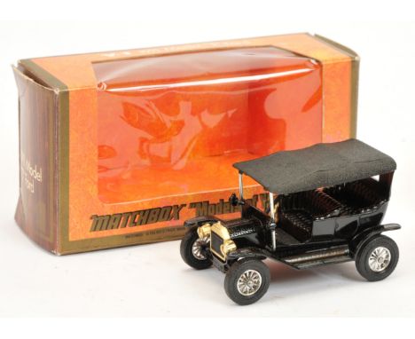 Matchbox Models of Yesteryear Y1 Ford Model T Car - black body and chassis, black textured roof, black seats and grille, unpa