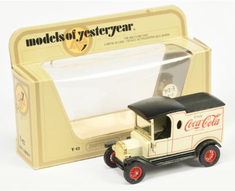 Matchbox Models of Yesteryear Y12 Ford Model T Van 'Coca Cola' - 5 line tampo print body, black seats, gold plated windscreen