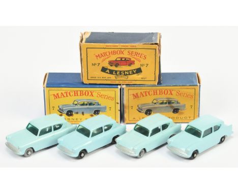 Matchbox Regular Wheels, 7b Ford Anglia group (1) - light blue body, green Turquoise windows, without rear silver trim, with 