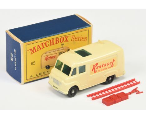 Matchbox Regular Wheels 62b Commer TV Service Van "Rentaset" - Stannard Code 5 - cream body with silver trim, green windows, 