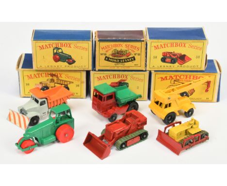 Matchbox Regular Wheels group of Construction vehicles. (1) 1d Aveling Barford Diesel Road Roller (2) 2c Muir Hill Site Dumpe