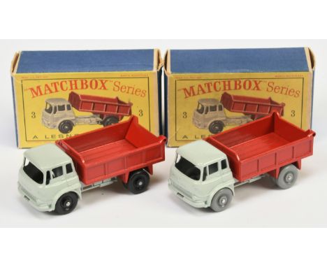 Matchbox Regular Wheels 3b Bedford Tipper Truck pair (1) - light grey cab &amp; chassis without silver trim, red tipper body 